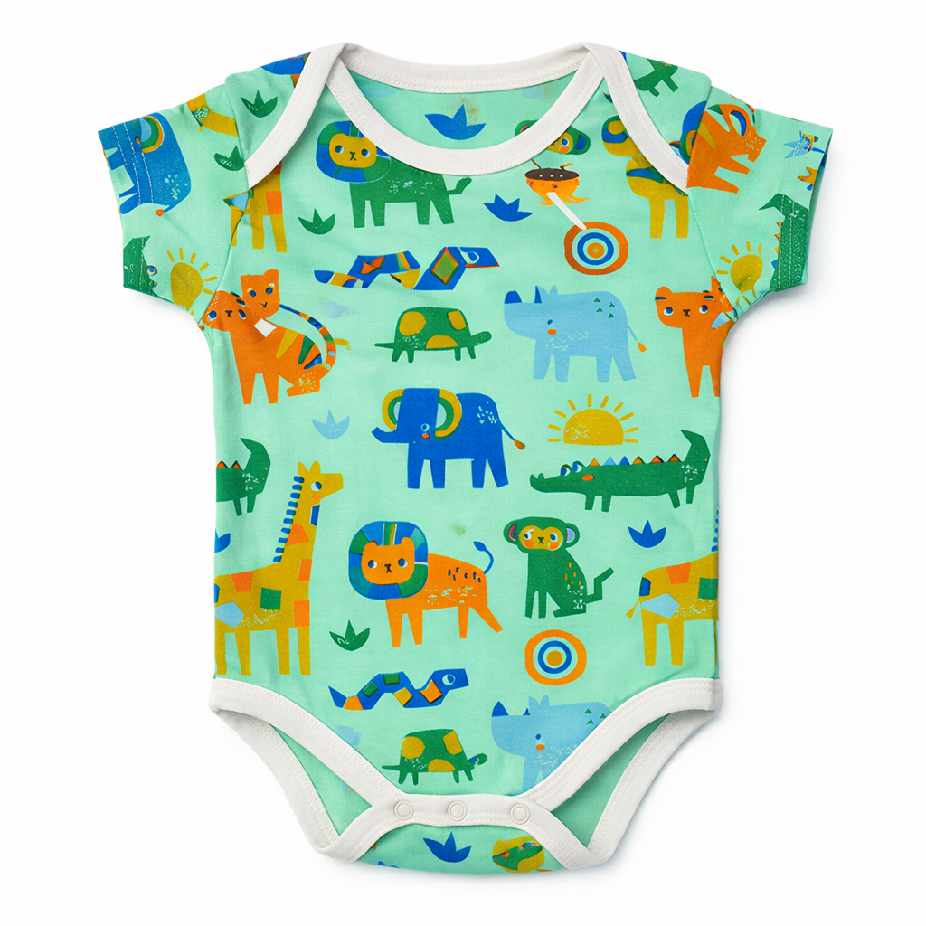 ZOO BII DOO – Animal Print Nest Basic Short Sleeve Bodysuit
