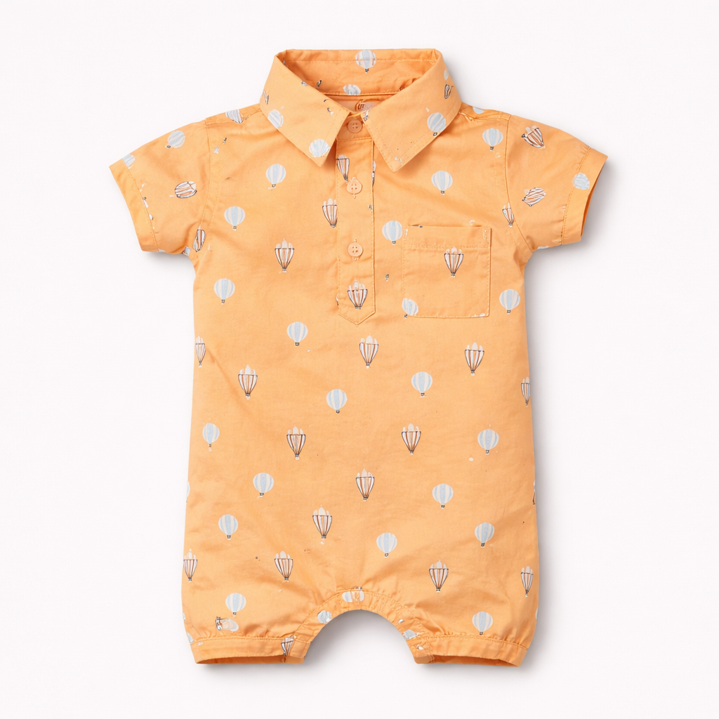 Orange Baloons Collared Bodysuit