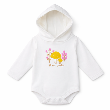 Long Sleeve Bodysuit With Hood(Applique) Flower Garden
