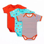 Pack Of 3 Colorful Short Sleeves Bodysuit (Bundle)