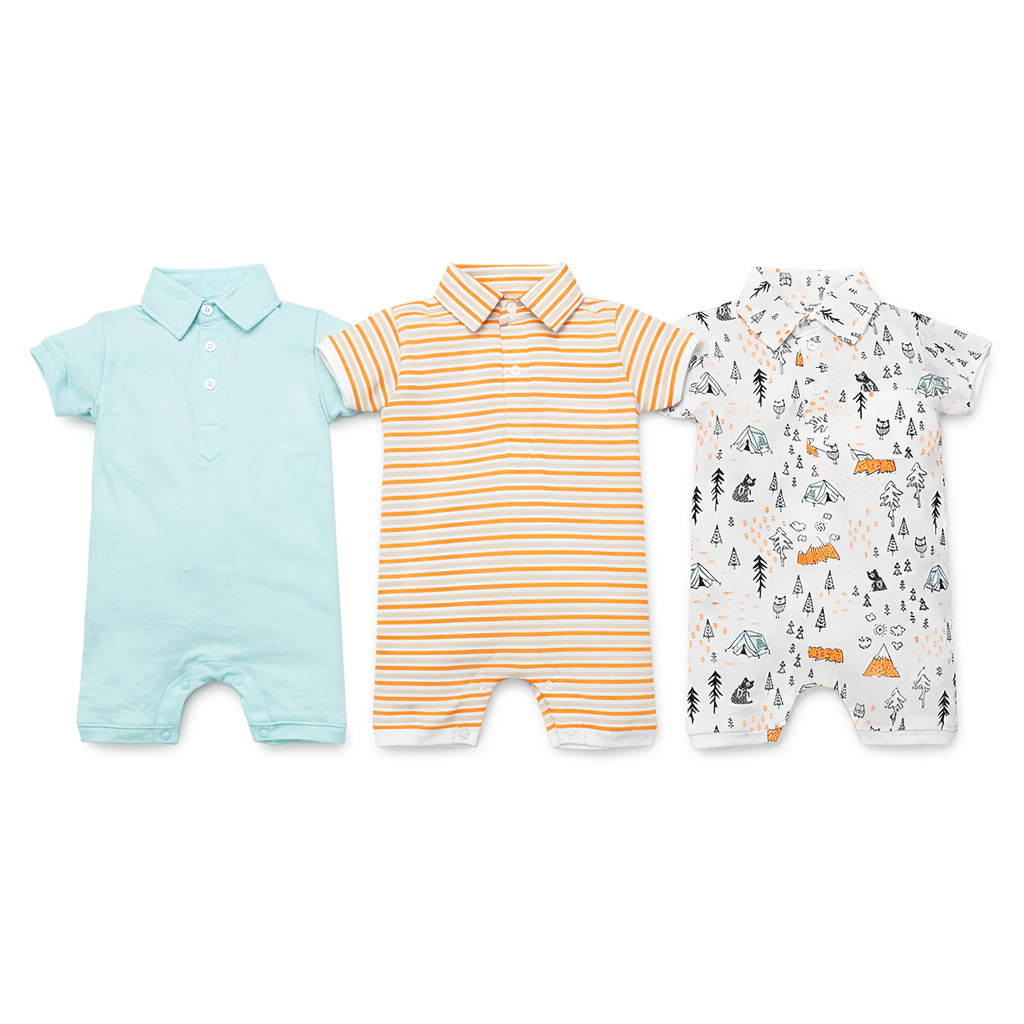 Pack Of 3 Collared Romper (Bundle)