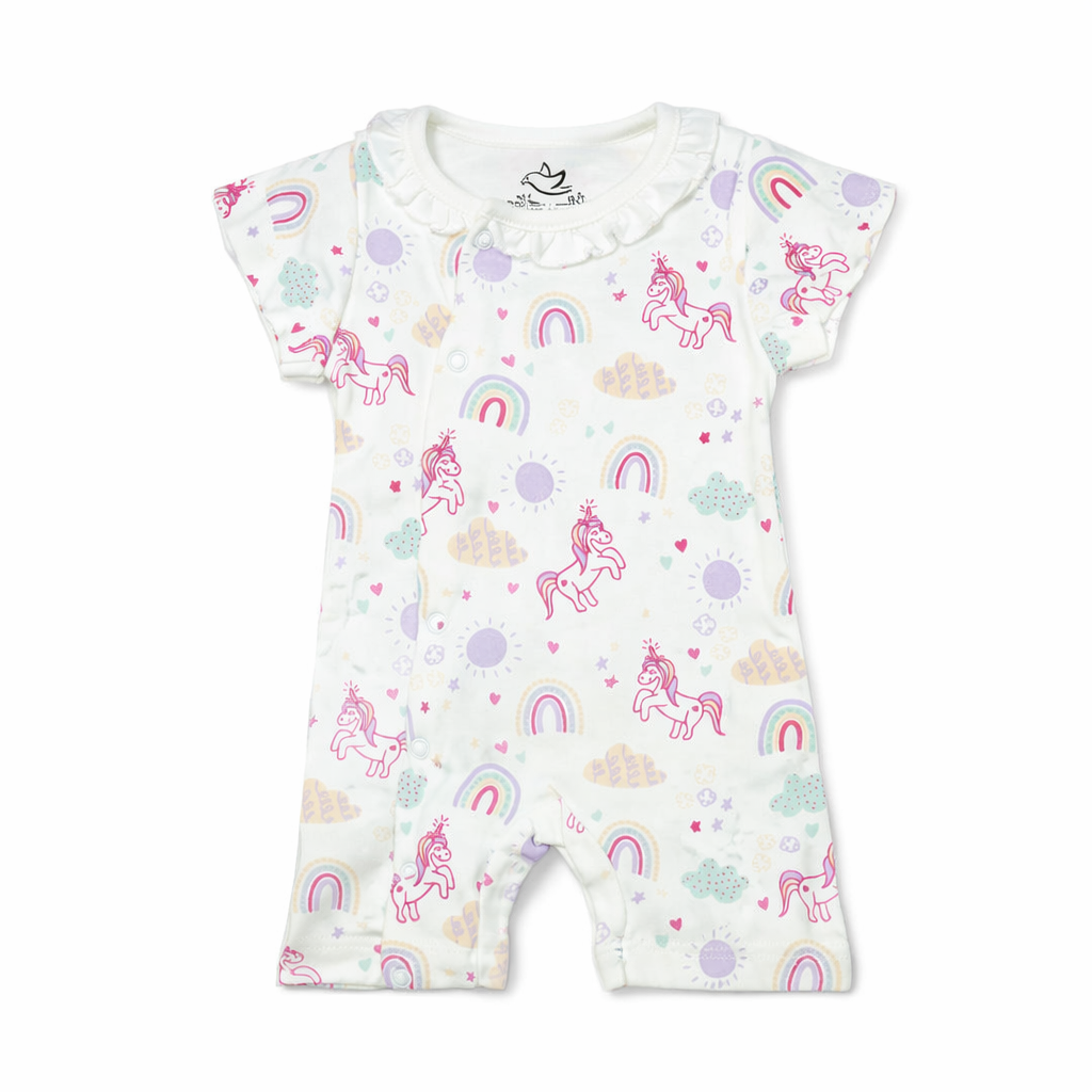 Dancing unicorn short-sleeved romper