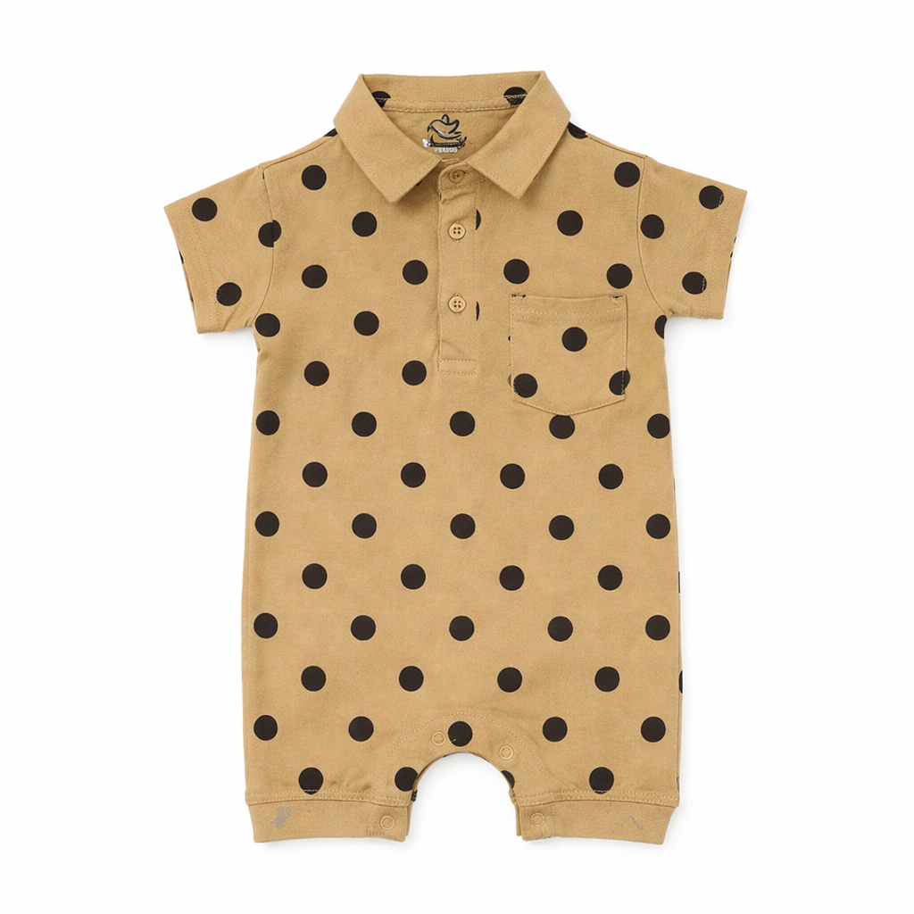 Polka-Dot Henley Baby Romper