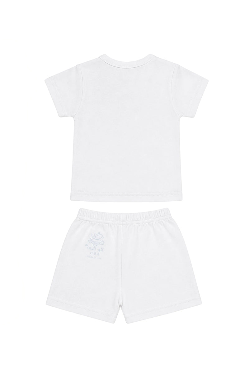 T-Shirt + Shorts Set: Premium Cotton-Blend "Choose Joy & Lets Play" White Daily Casual Wear