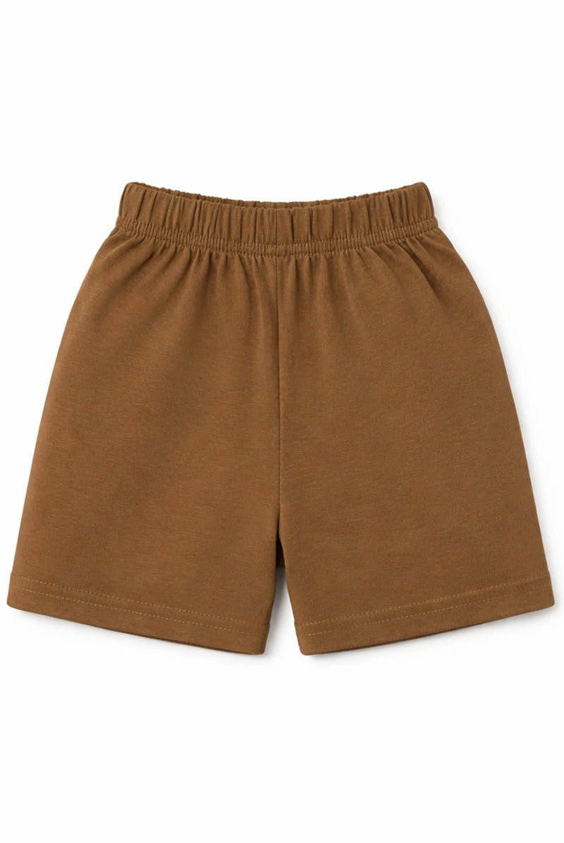 Shorts: Premium Cotton Brown "Cloud Hearts" Graphic Casual Essentials and Active Playwear