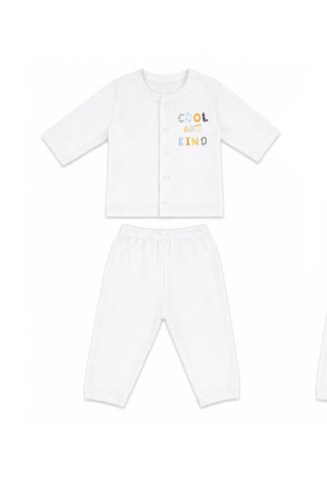 Jabla + Pajama: Premium Cotton-Blend "Cool And Kind" White Casual Essentials