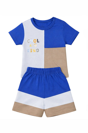 T-Shirt + Shorts Set: Premium Cotton-Blend "Cool And Kind" Multi-Color Casual Essentials