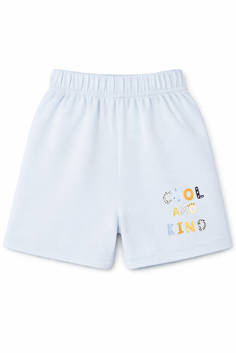 Shorts: Premium Cotton Light Blue "Cool And Kind" Graphic Casual Essentials and Active Playwear