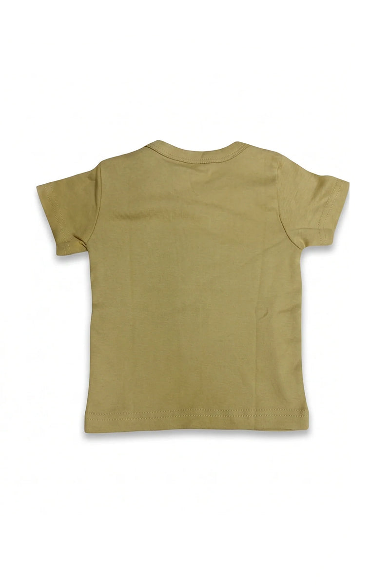 Premium Cotton Kids T-Shirt in Olive Green – Cute Black Cats & Urdu Script Graphic Playwear Top