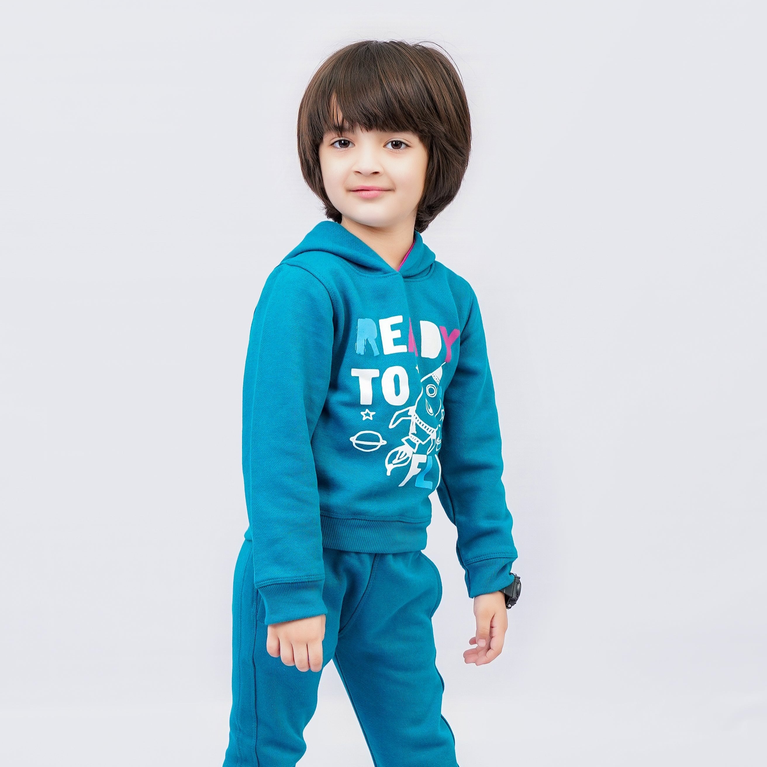 Need More Space Round Neck Hoodie - Blue