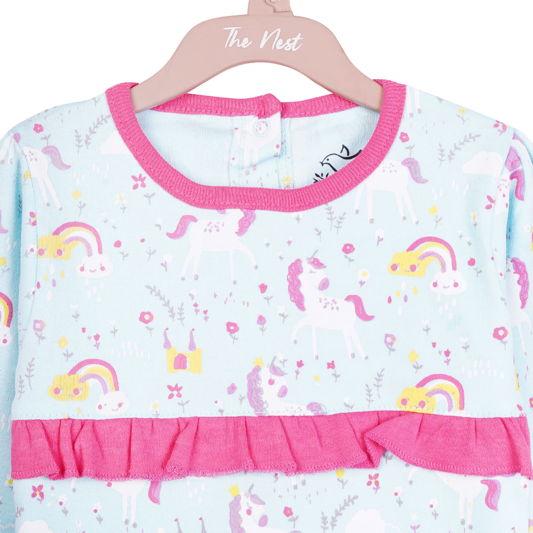 Pack Of 3 Sleeping suits in Rainbows & unicorn (Bundle)