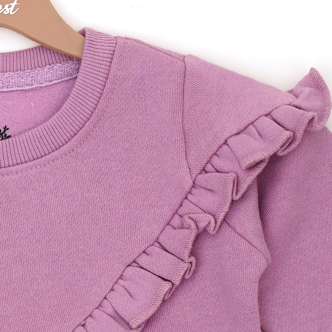 Chirpy Birdhouse Round Neck Sweatshirt - Purple