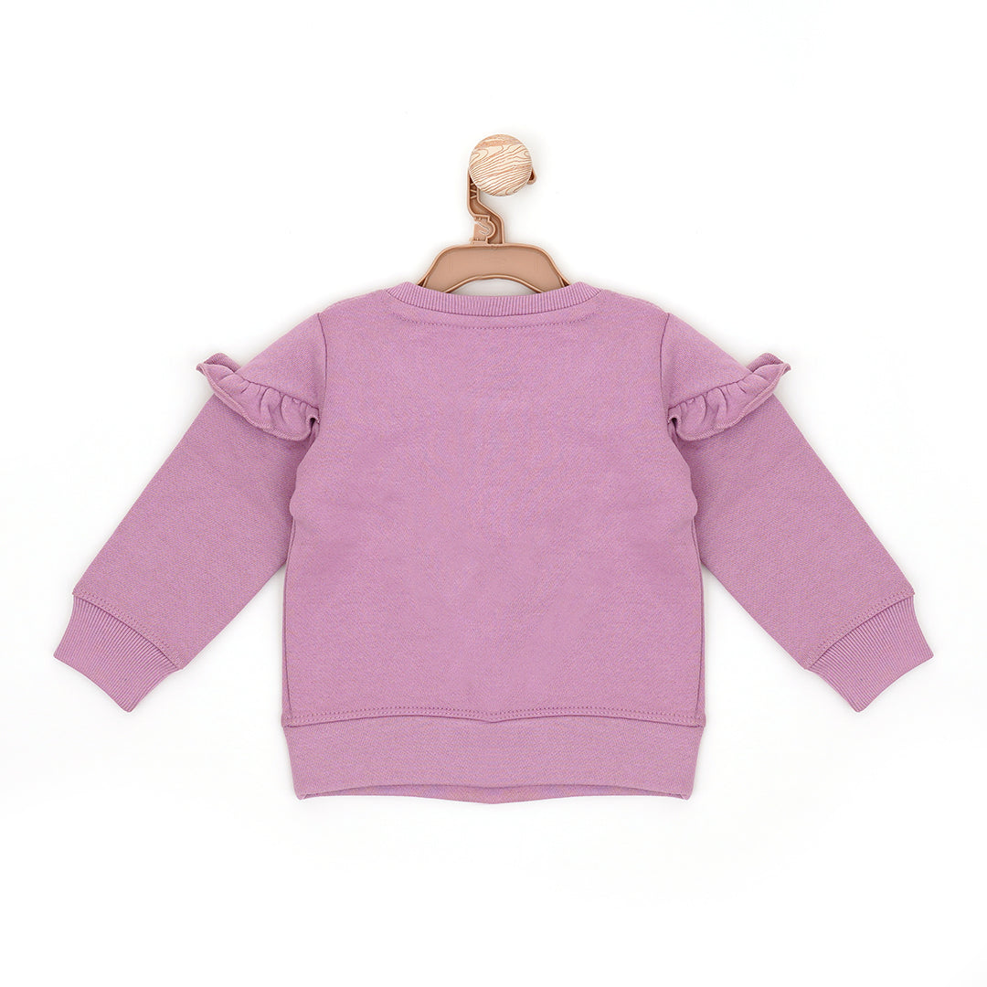 Chirpy Birdhouse Round Neck Sweatshirt - Purple