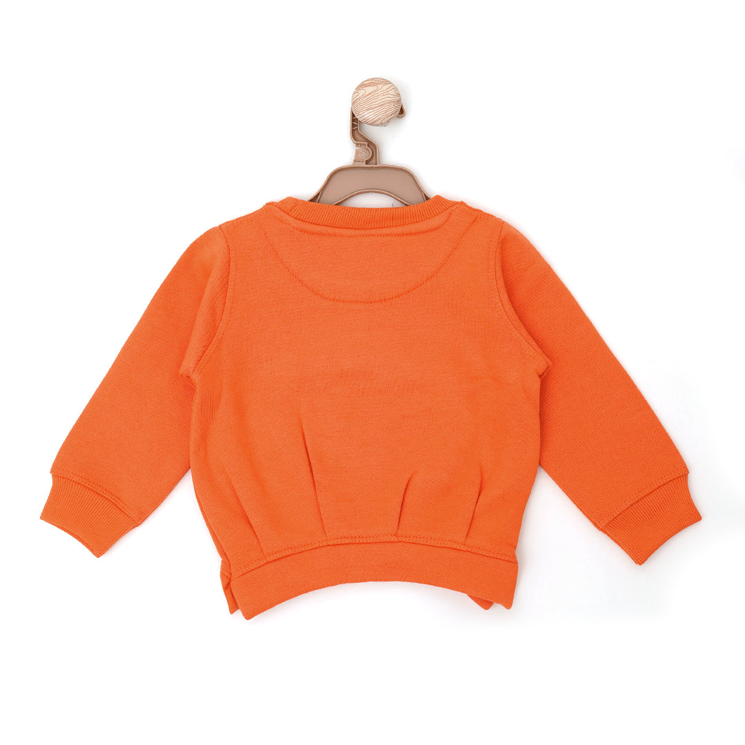 Chirpy Birdhouse Round Neck Sweatshirt - Orange