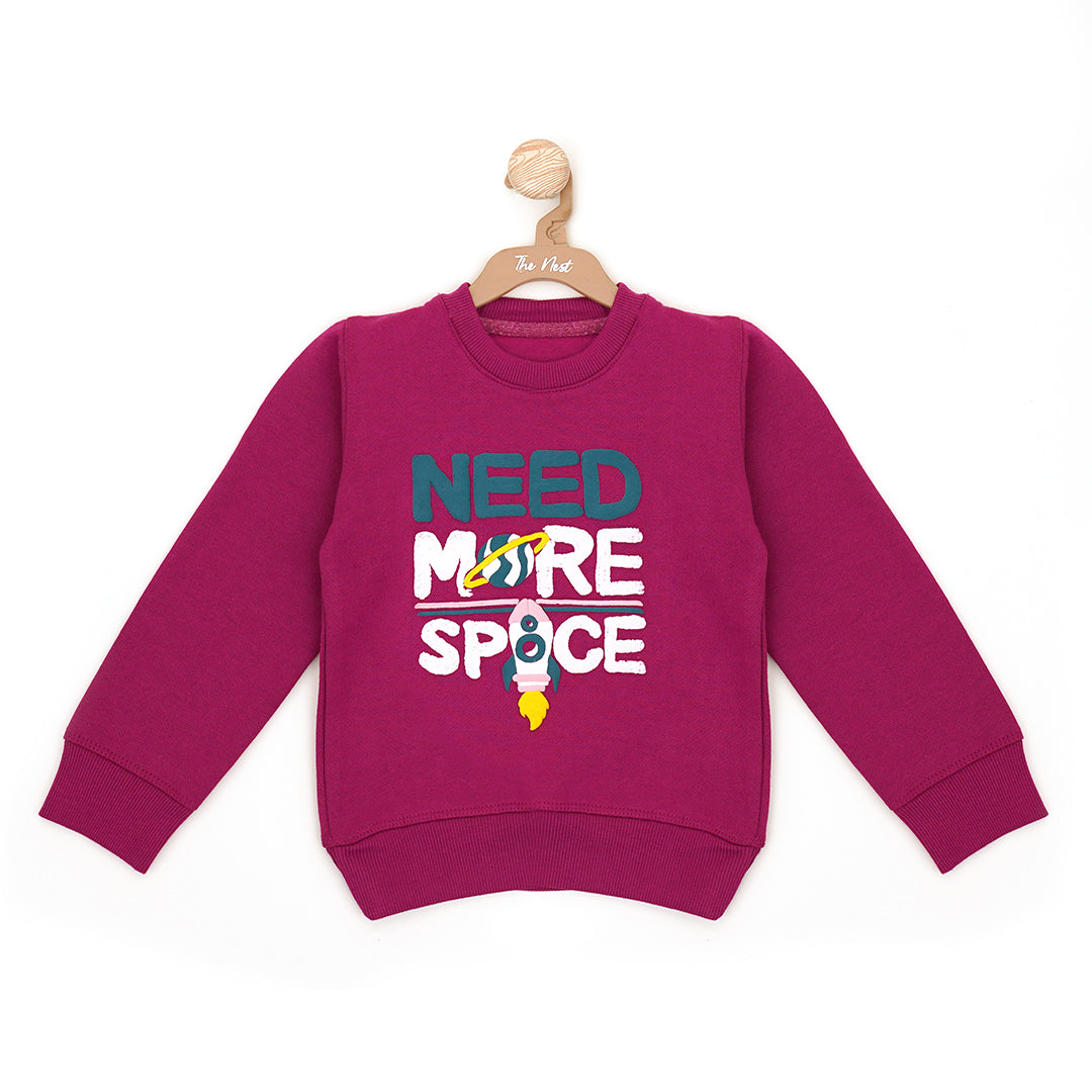 Need More Space Round Neck Sweatshirt - Pink