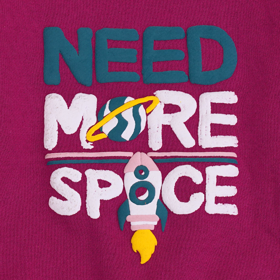 Need More Space Round Neck Sweatshirt - Pink