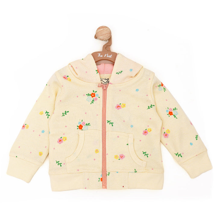 Bird House Off-White Floral Zipper Sweater