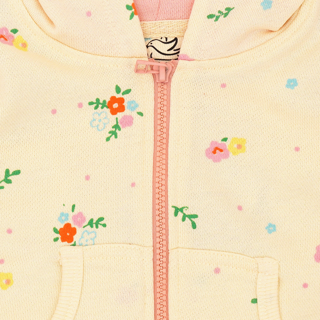 Bird House Off-White Floral Zipper Sweater