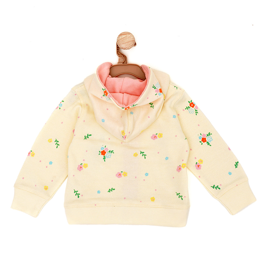 Bird House Off-White Floral Zipper Sweater