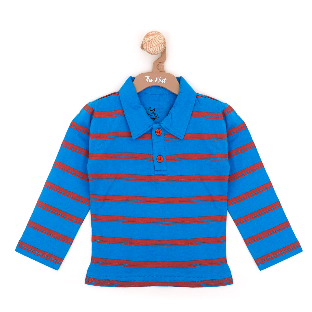 Blue & Red Striped Polo