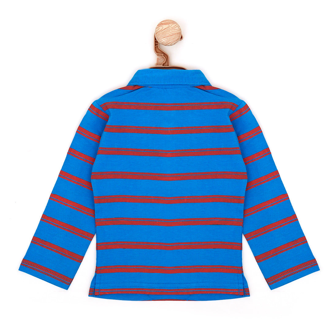Blue & Red Striped Polo