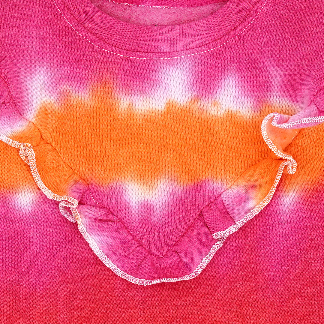 Good Vibes Tie & Die Frills Round Neck Sweatshirt