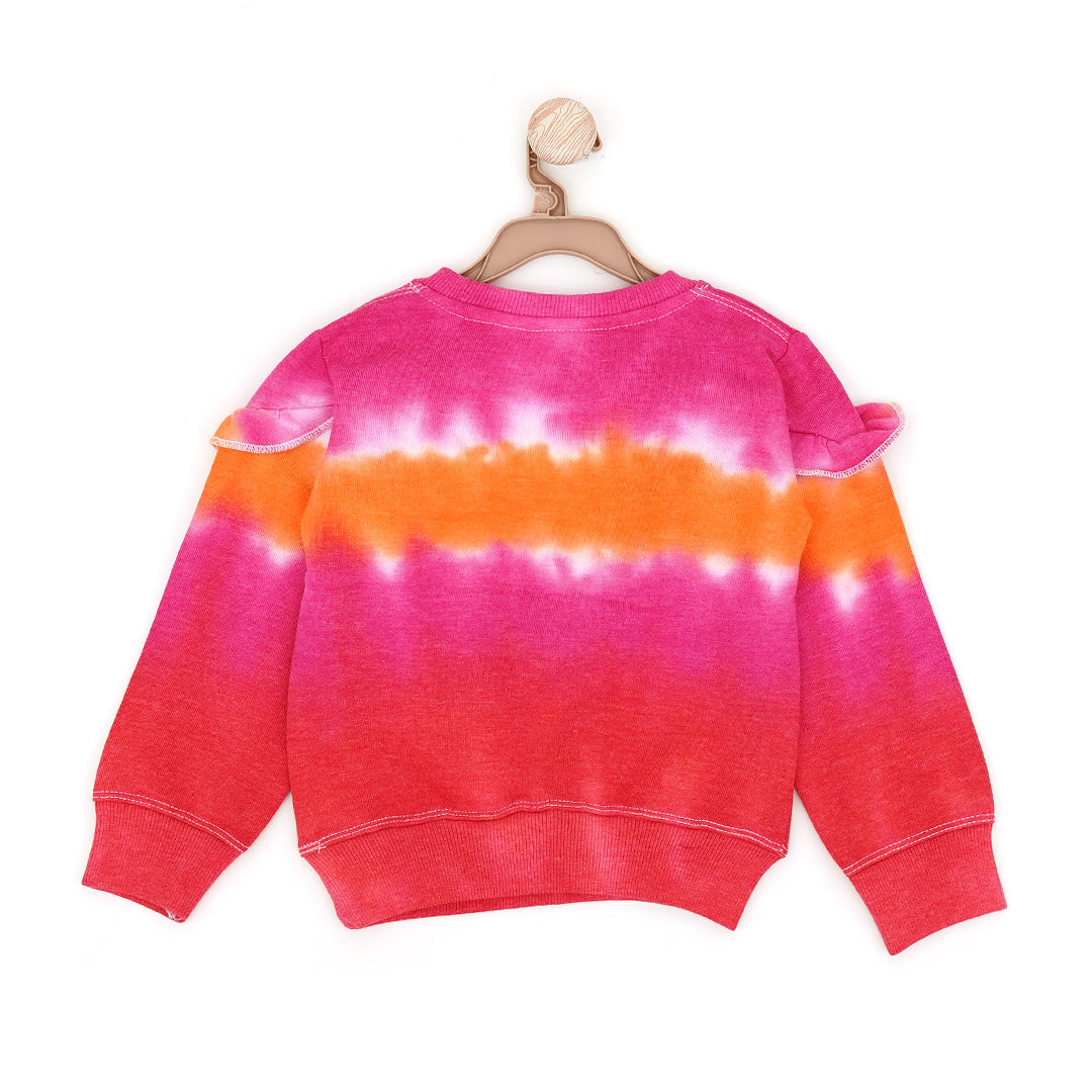 Good Vibes Tie & Die Frills Round Neck Sweatshirt