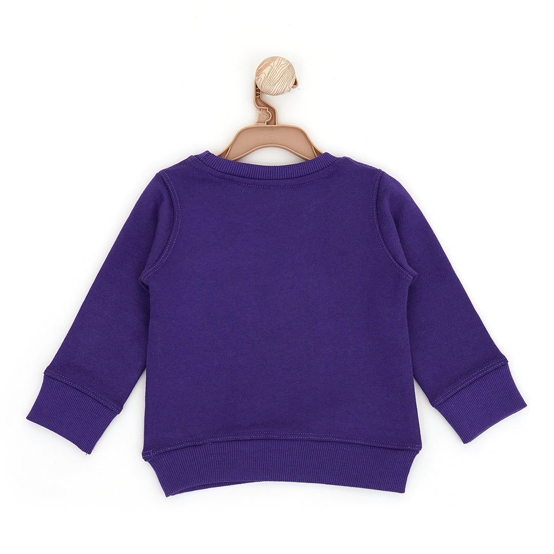 Robot Round Neck Sweatshirt - Purple