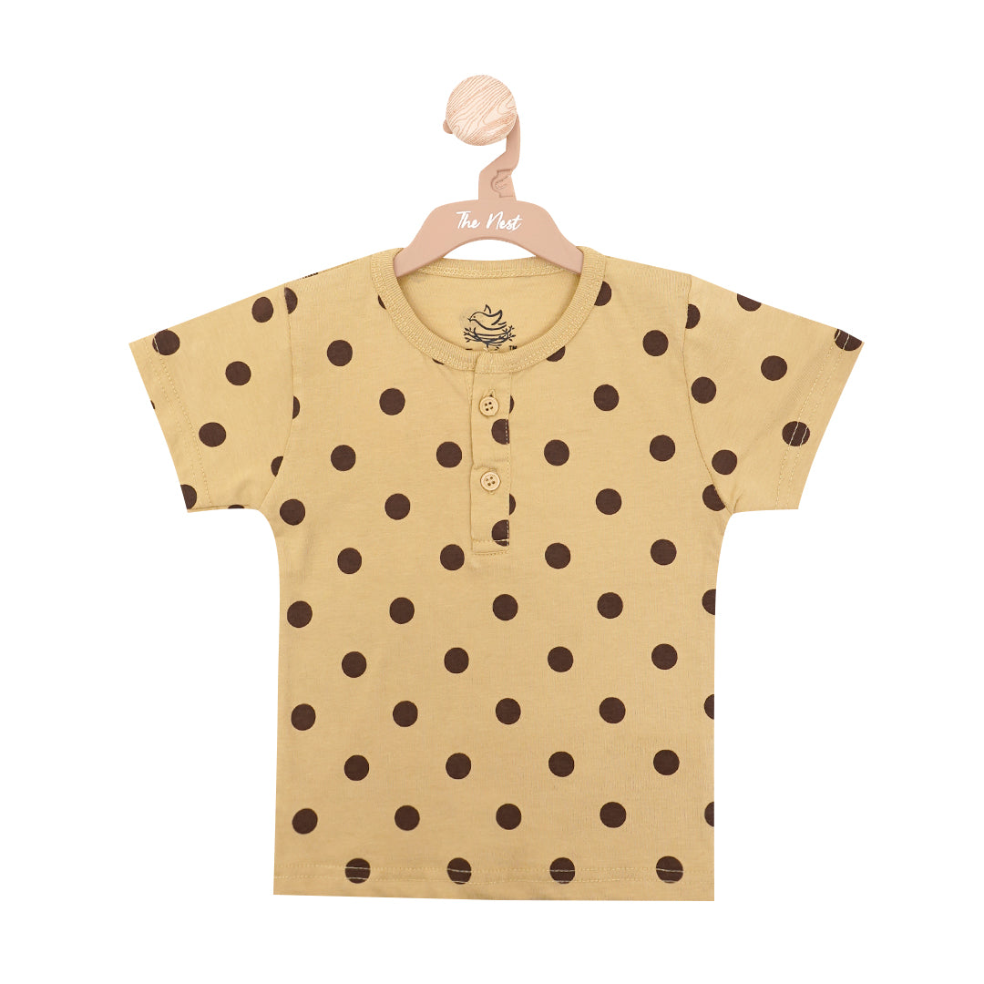 Polka Dot Henley T-Shirt