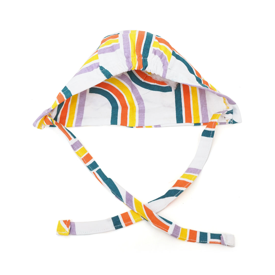 Retro Lines Print Baby Cap