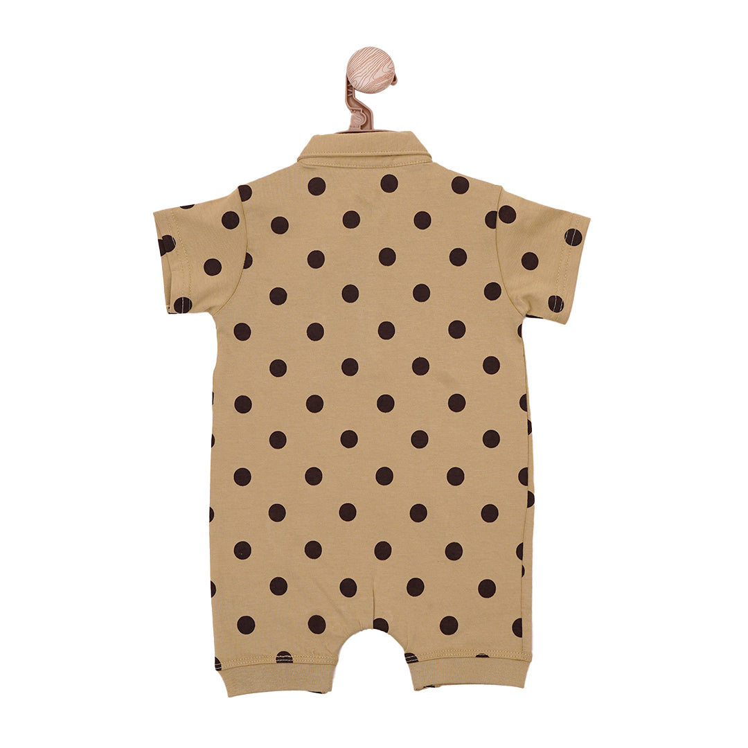 Polka-Dot Henley Baby Romper