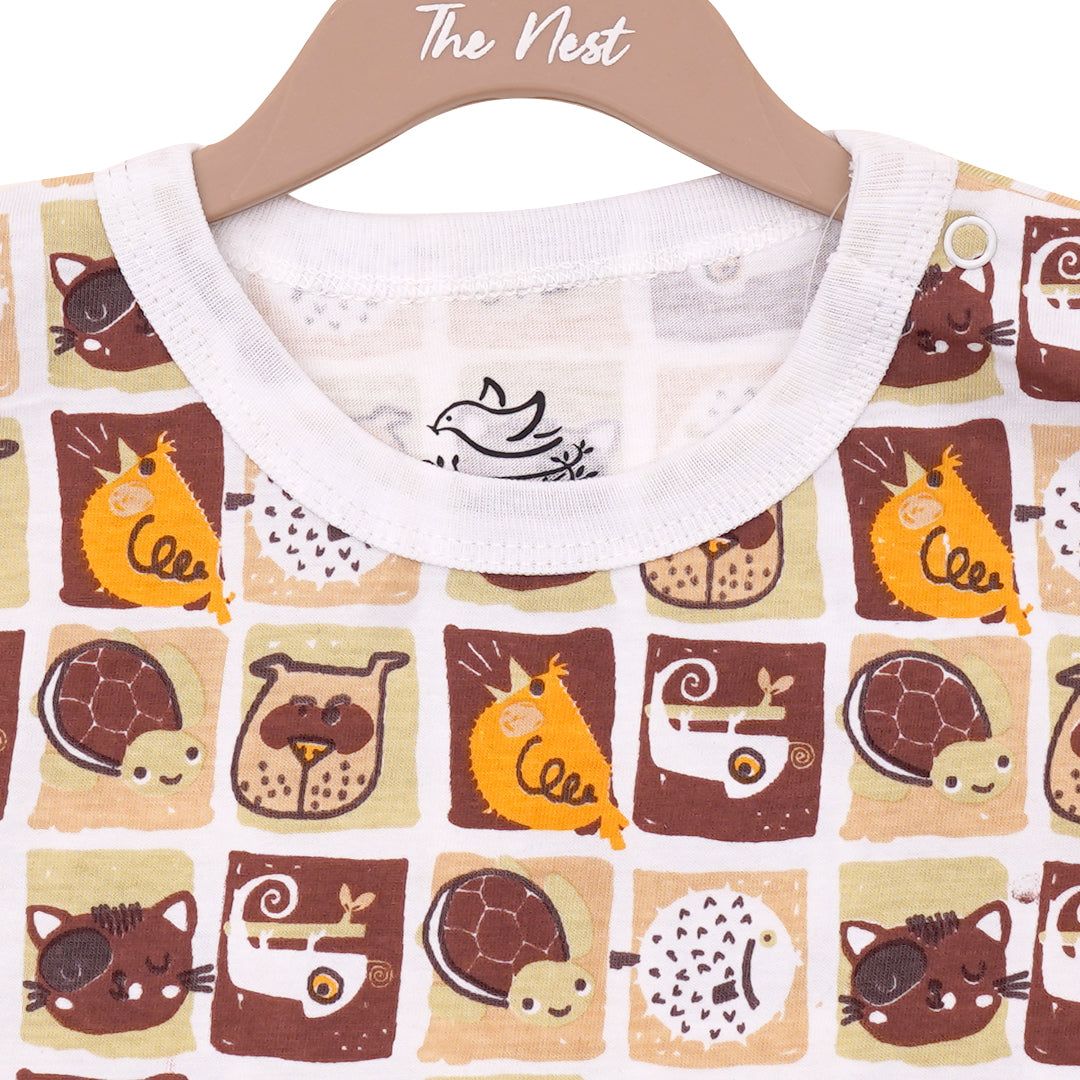 Little Buddies Grid Print T-Shirt