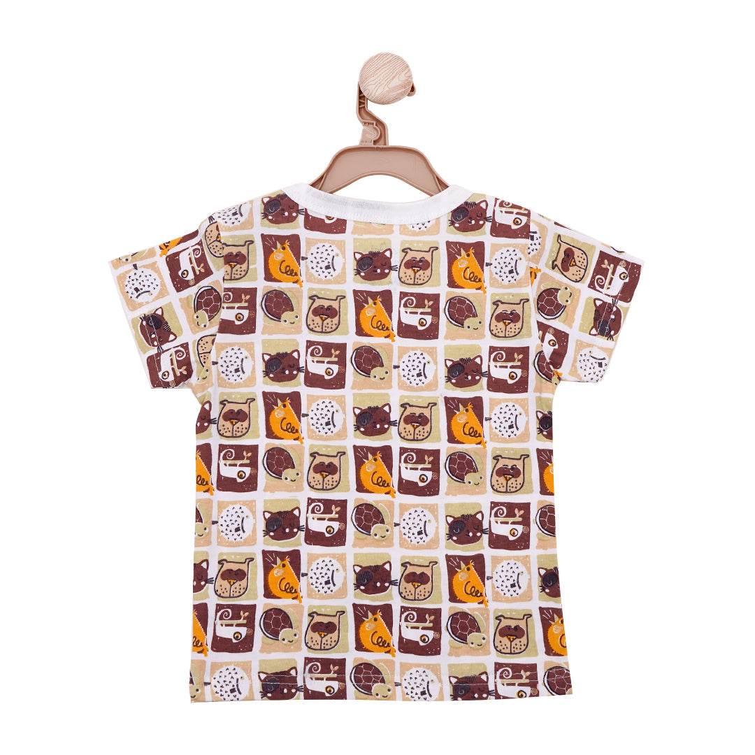 Little Buddies Grid Print T-Shirt