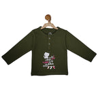 Billi Ke Bachon Ke Mozay Henley Sweatshirt - Olive Green