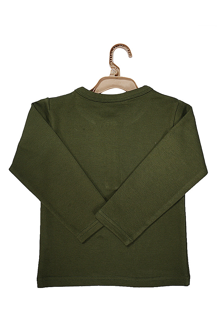 Billi Ke Bachon Ke Mozay Henley Sweatshirt - Olive Green