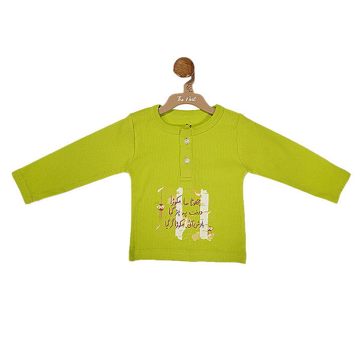 Chota Sa Makora Henley Sweatshirt - Lime Green