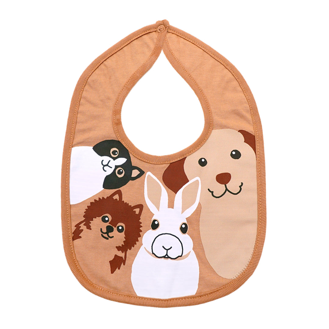 Paw-Print Brown Baby Bib