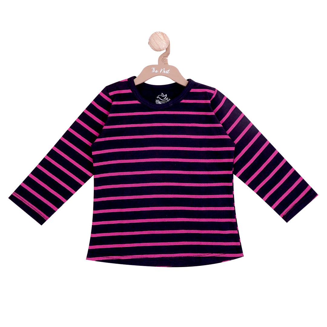 Sleeve T-Shirt with Pink Lining