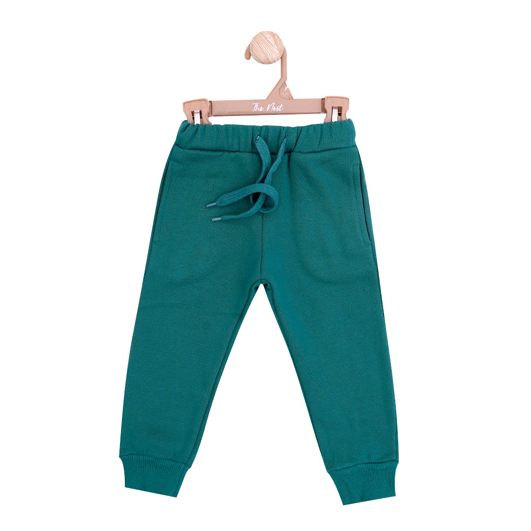 Green solid drawstring trouser