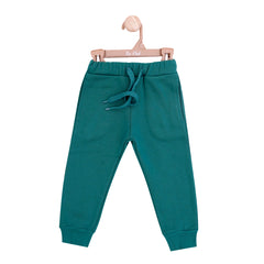 Green solid drawstring trouser