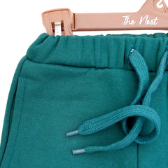 Green solid drawstring trouser