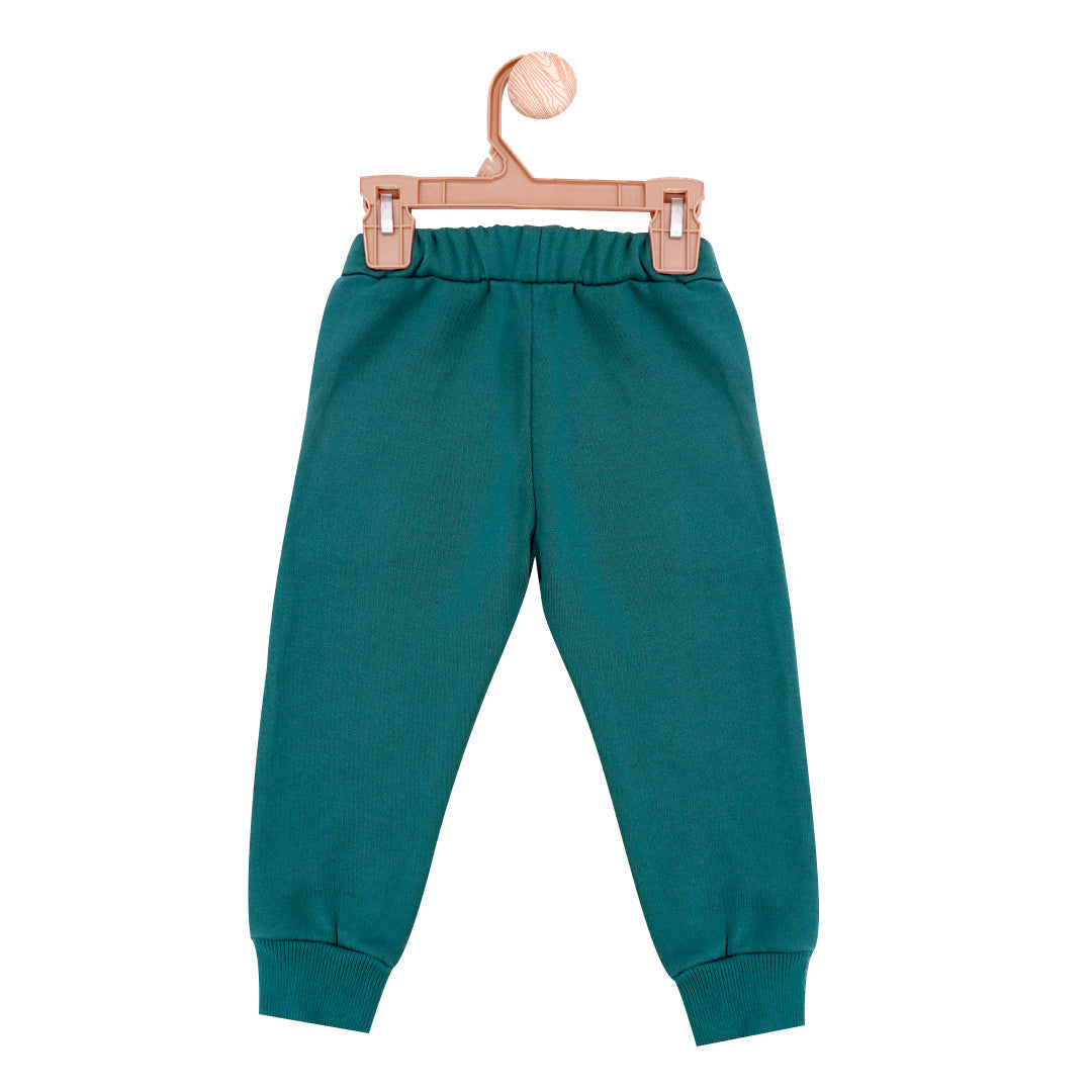 Green solid drawstring trouser