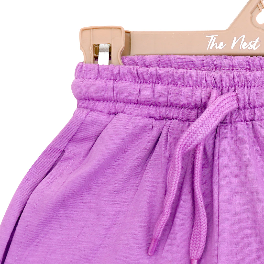 Purple solid drawstring trousers