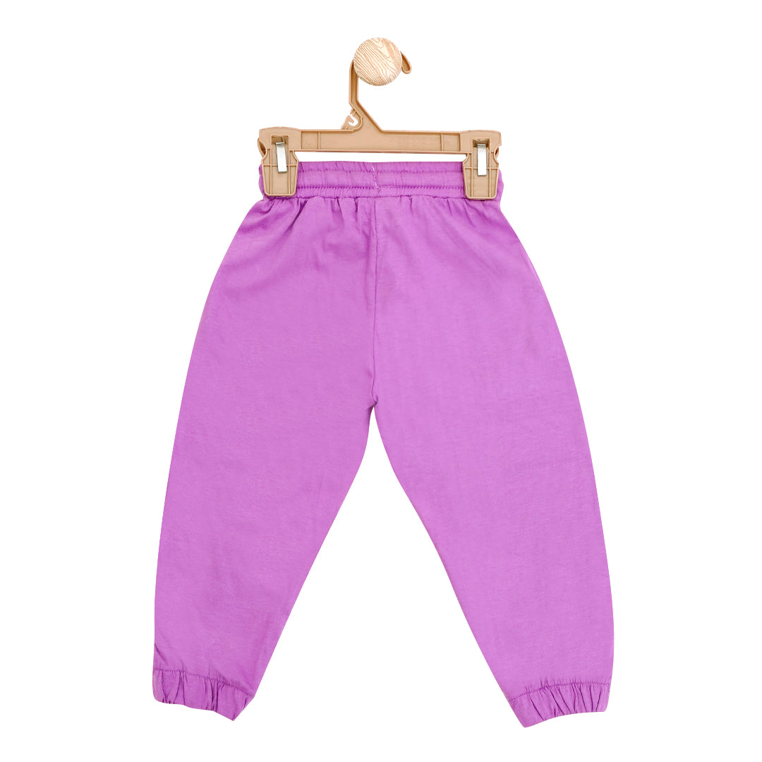 Purple solid drawstring trousers