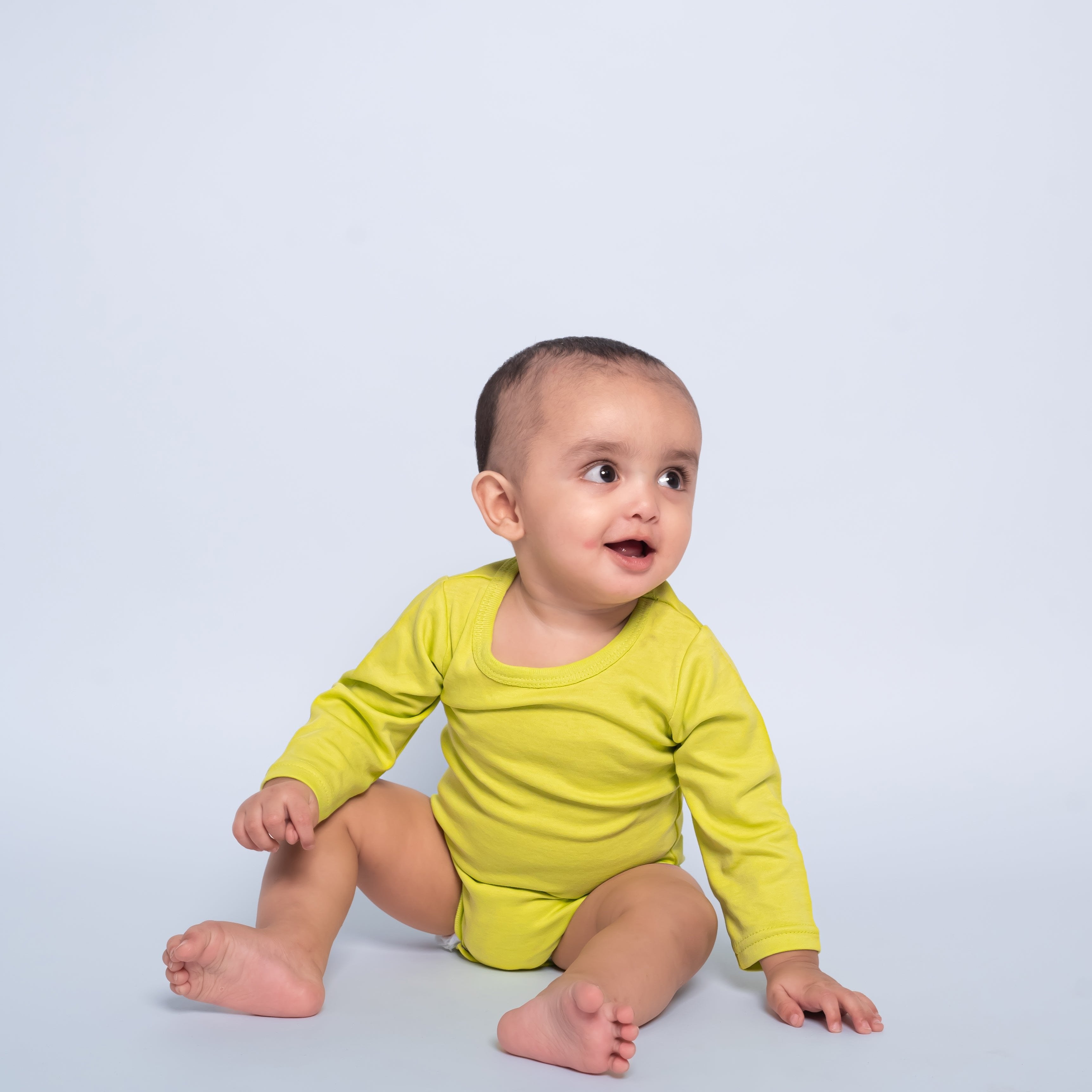Retro Baby Long Sleeve Bodysuit Lime