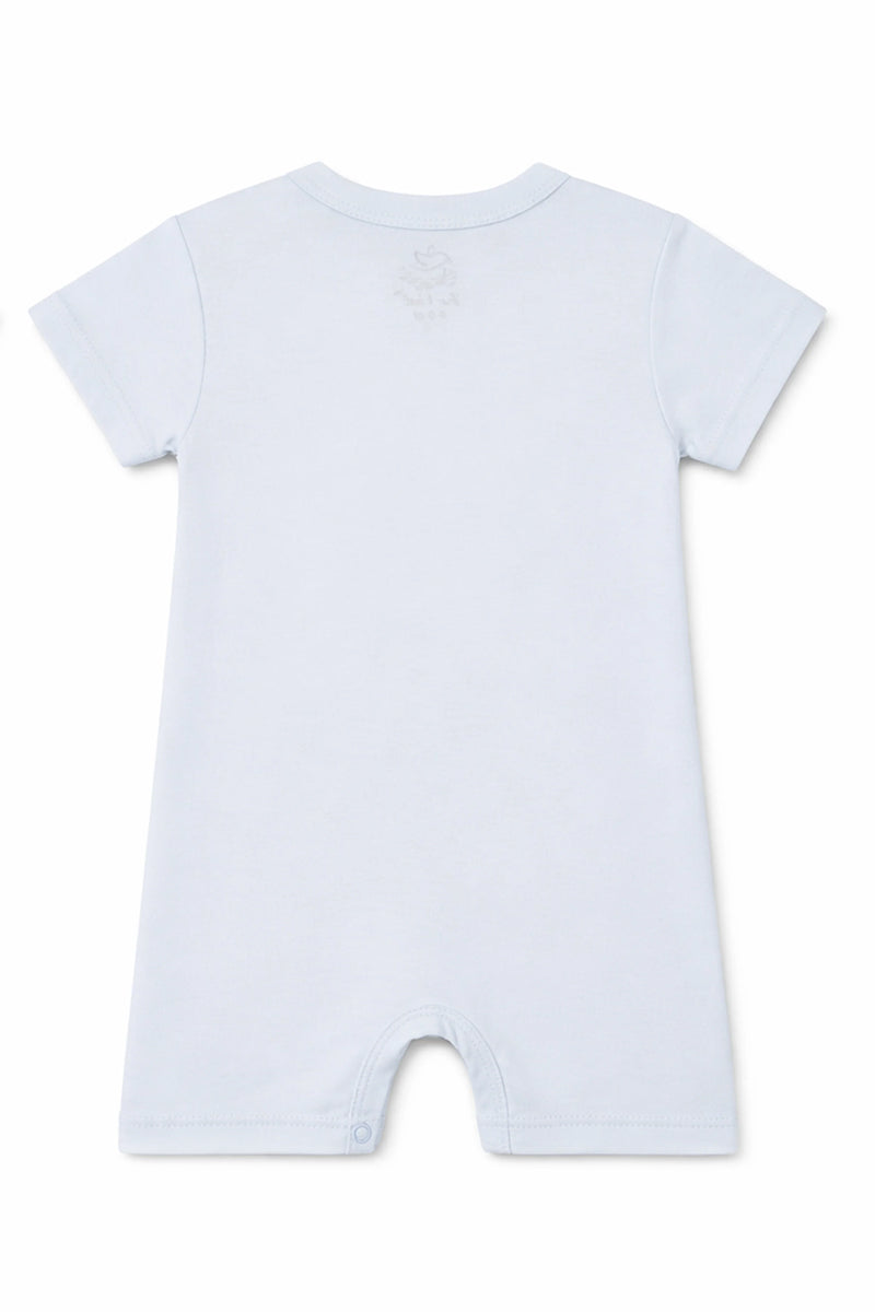 Short-Sleeve Full Length BodySuit (Romper): Premium Cotton Light Blue "Dino Boy" Graphic Casual Essentials and Active Playwear