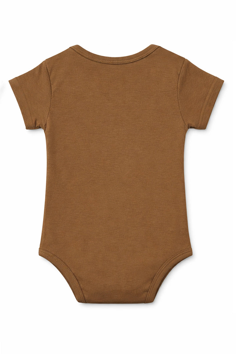 Short-Sleeve BodySuit: Premium Cotton Brown "Dino Boy" Graphic Casual Essentials and Active Playwear