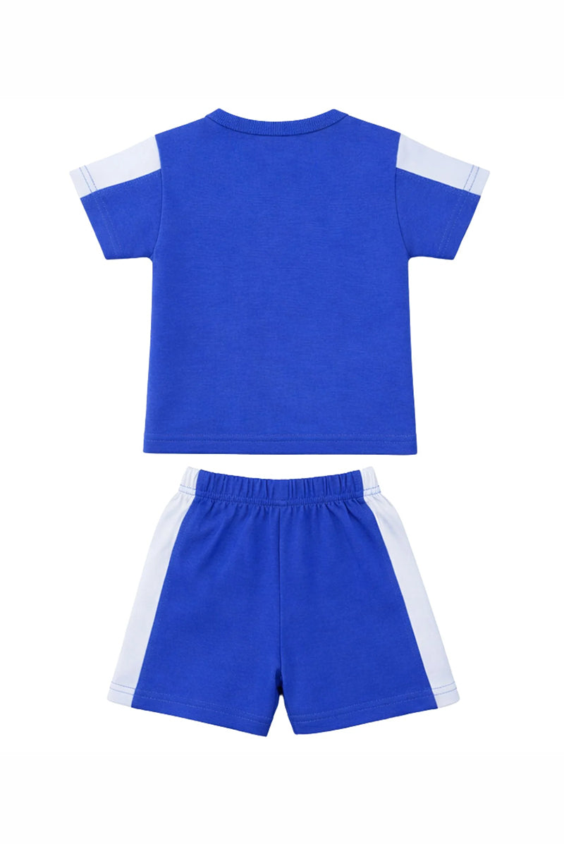 T-Shirt + Shorts Set: Premium Cotton-Blend "Dino Boy" Blue Casual Essentials