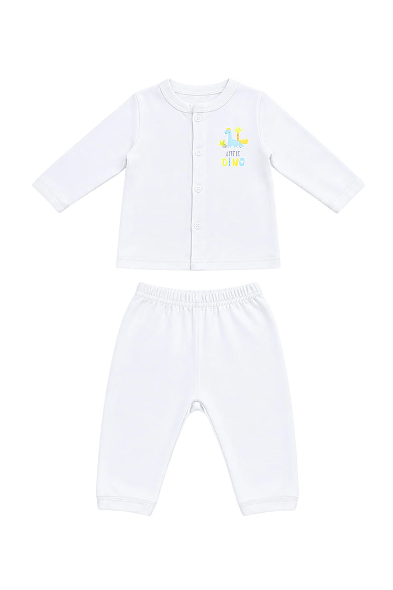 Jabla + Pajama: Premium Cotton-Blend "Little Dino Mini" White Casual Essentials