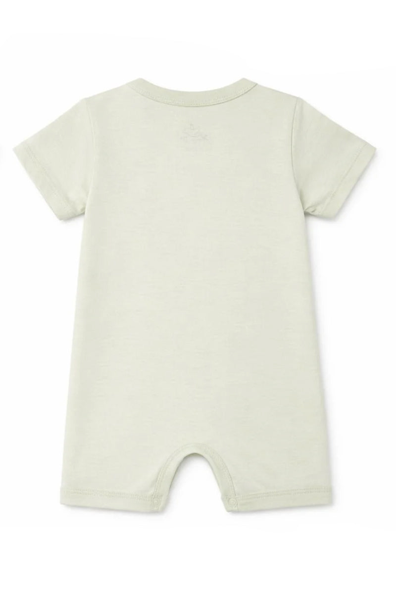 Short-Sleeve Full Length BodySuit (Romper): Premium Cotton Off-White "Dino Party" Graphic Casual Essentials and Active Playwear